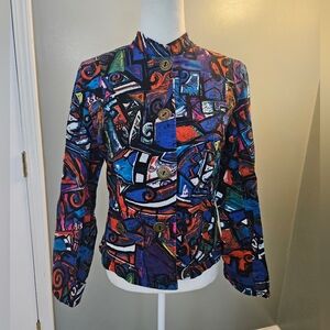 Chico's Women's Size 0 Colorful Abstract Women's Jacket Button Up